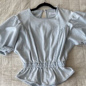 IRO Soft Blue Peplum Blouse